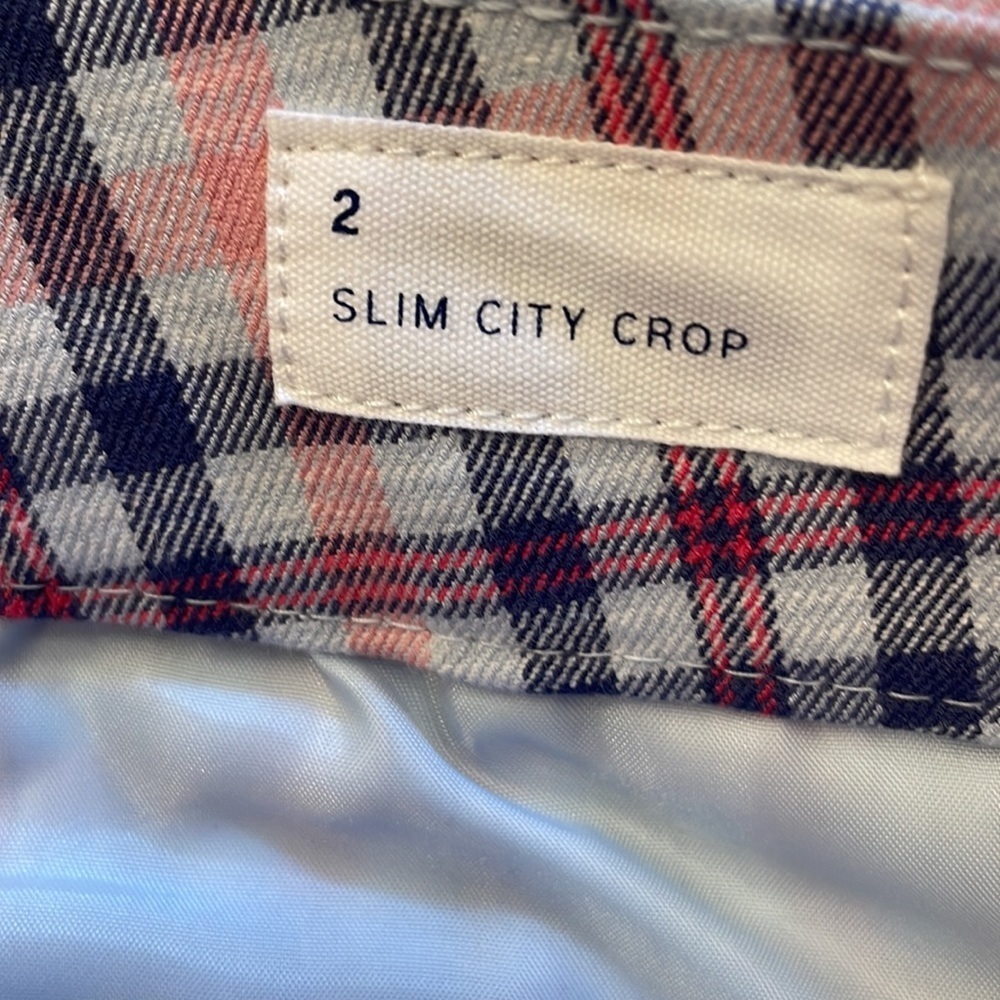 GAP women’s Gingham slim city crop ankle crop pants pink blue pockets size 2 - Picture 7 of 13